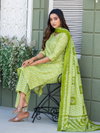 Green Colour Cotton Blend With Print Kurti With Pant Dupatta Wholesale Price In Surat Aaradhna 2029